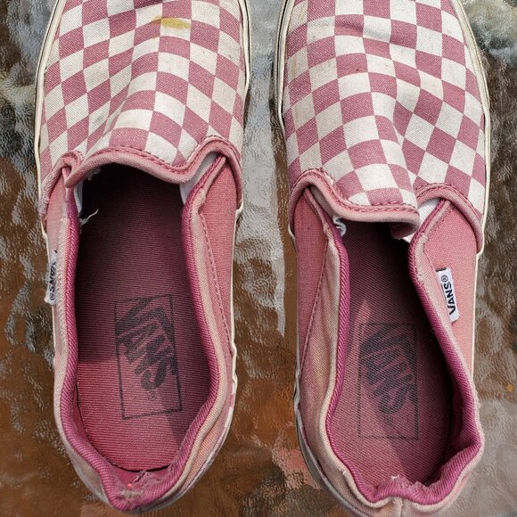 Women's Pink Checkered Vans - Picture 1 of 5